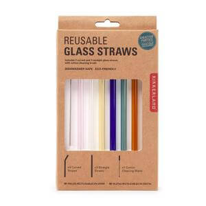 Kikkerland Colourful Reusable Glass Straws